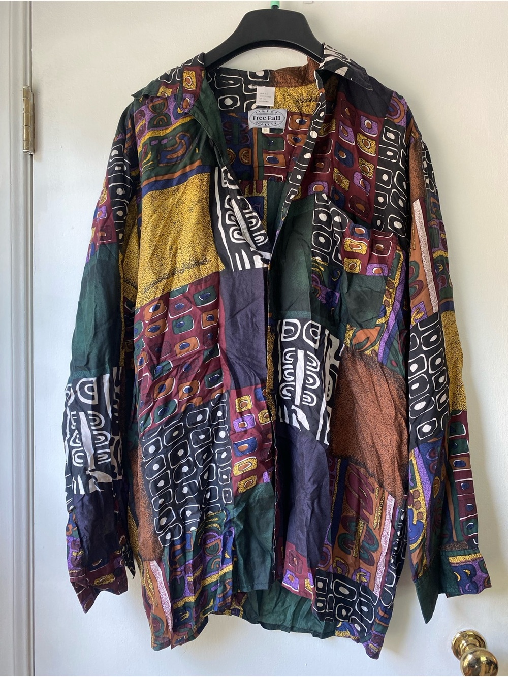 Multicolor Patchwork Casual Silk Shirt